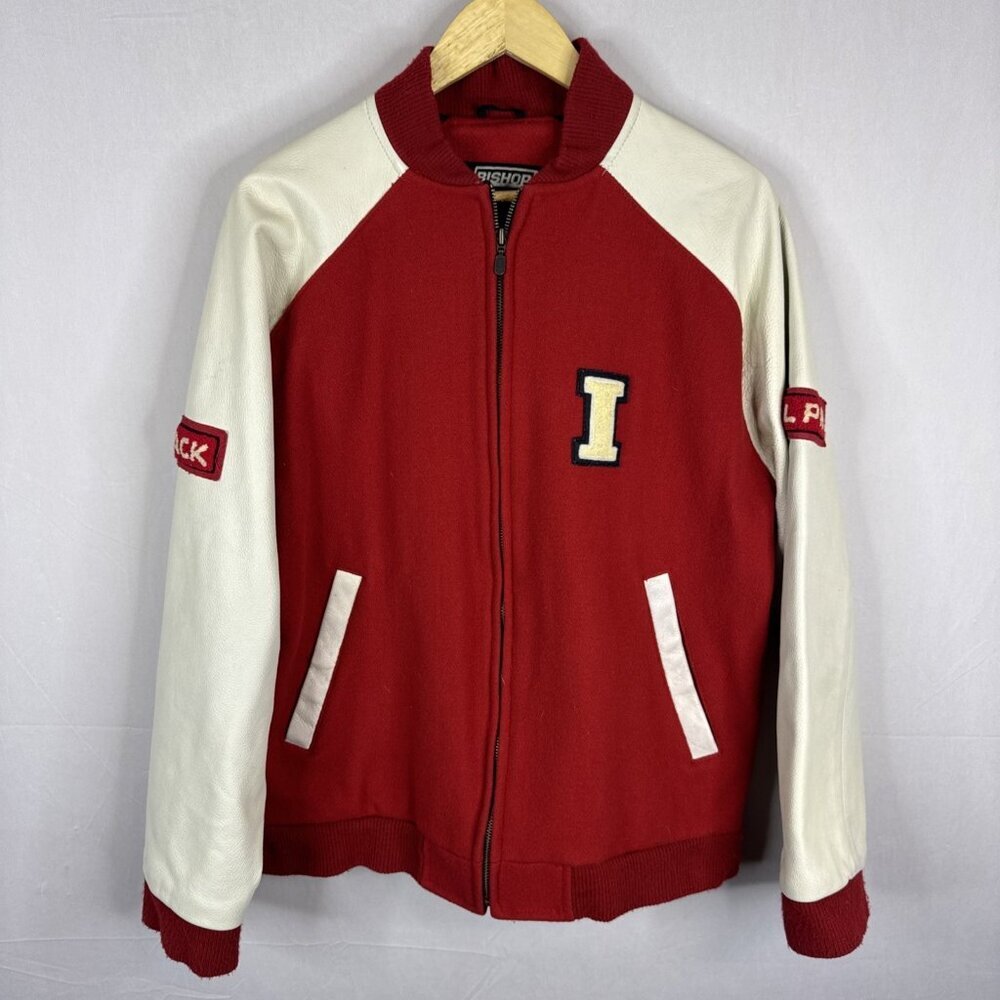 Illyria Prep Varsity Jacket She’s The‎ Man Style Red Wool Leather Sleeves M